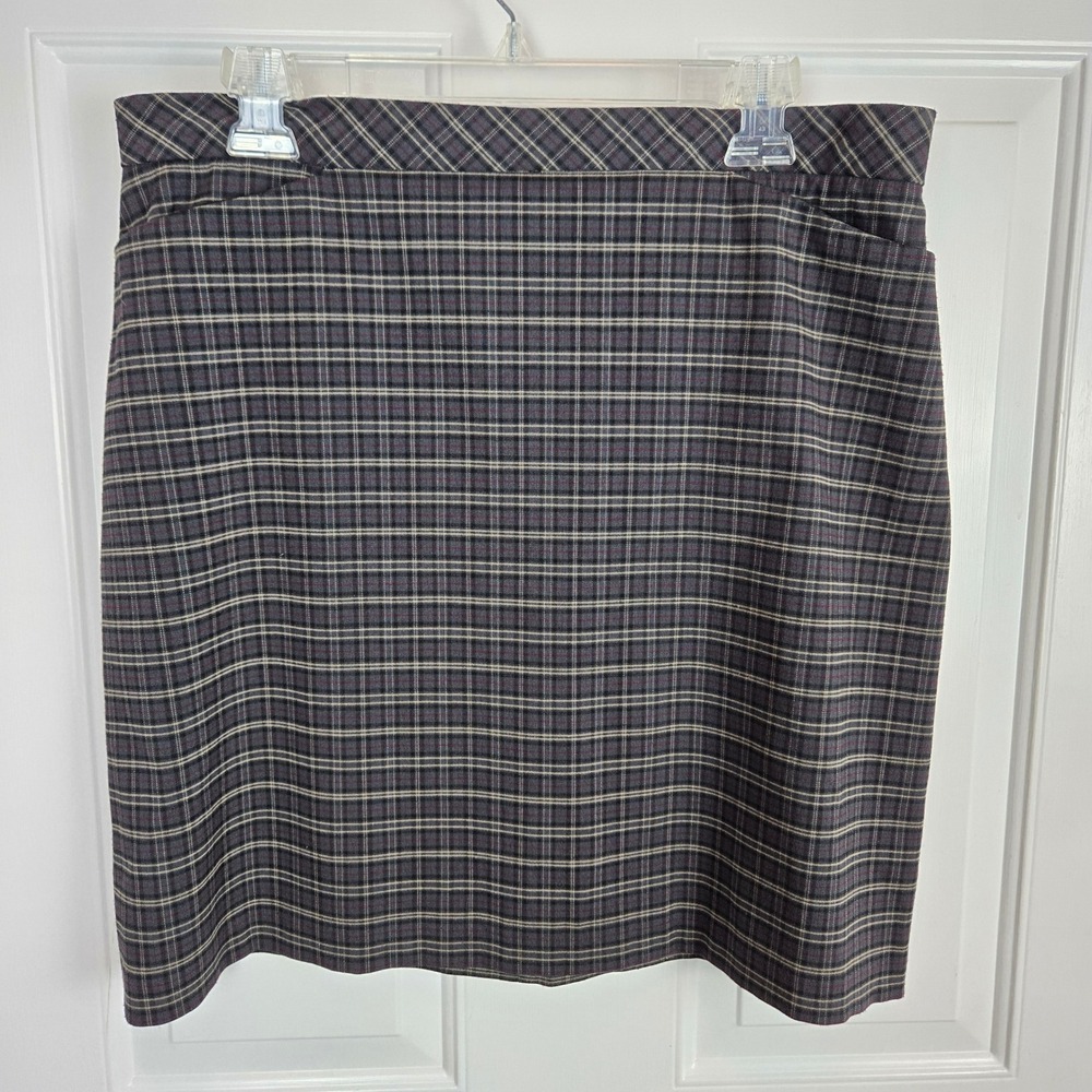 Paul Harris Design Pencil Skirt Size 12 Gray Plaid Academia Preppy Office Career